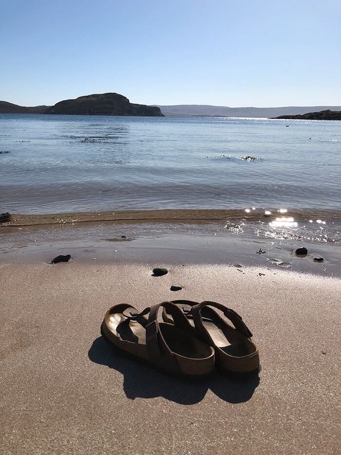 Sandals at the sea shore